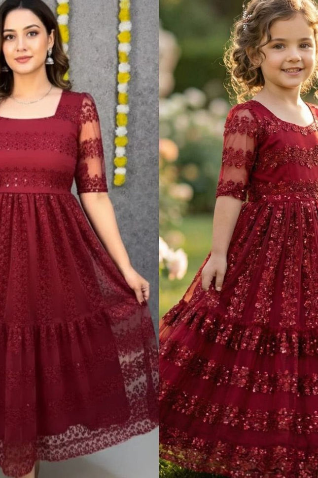 New Trendy Mom & Daughter Beautiful Matching Combo Frock - Rosepetals Luxe