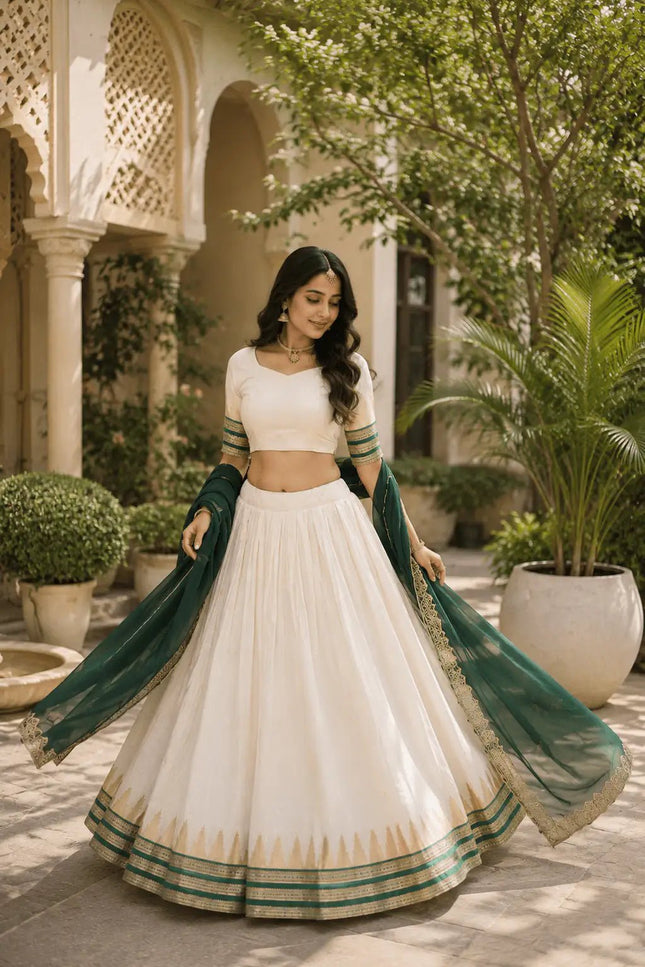 Onam Viscose Jacquard Lehenga Choli Set – Zari Temple Weave & Faux Georgette Dupatta - Rosepetals Luxe