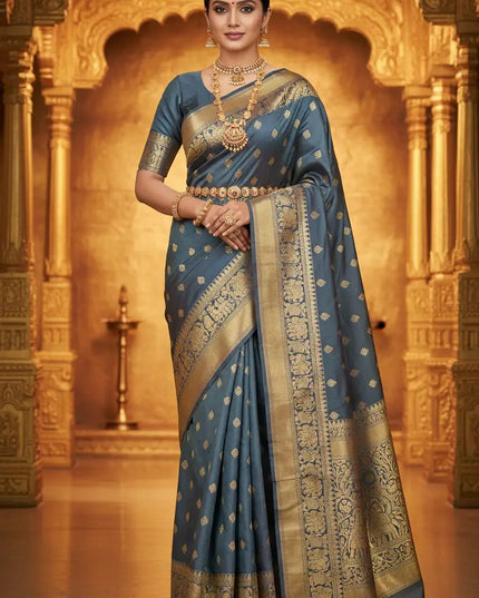 Pallaku Luxe Silk Saree | Fresh Loom Bridal Weave | Luxe Silk | Rosepetals Luxe - Rosepetals Luxe
