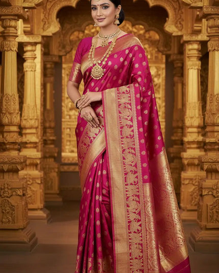Pallaku Luxe Silk Saree | Fresh Loom Bridal Weave | Luxe Silk | Rosepetals Luxe - Rosepetals Luxe