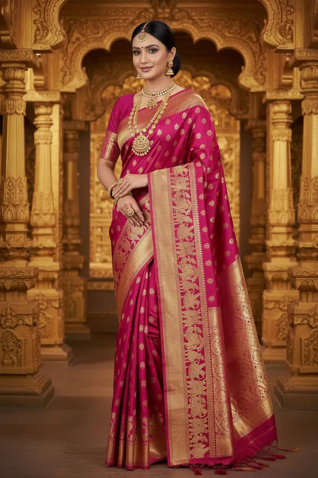 Pallaku Luxe Silk Saree | Fresh Loom Bridal Weave | Luxe Silk | Rosepetals Luxe - Rosepetals Luxe