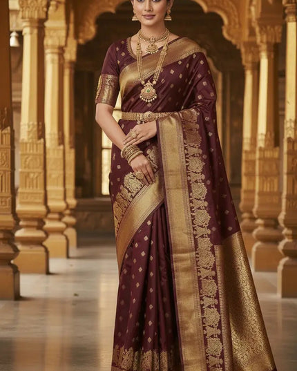 Pallaku Luxe Silk Saree | Fresh Loom Bridal Weave | Luxe Silk | Rosepetals Luxe - Rosepetals Luxe