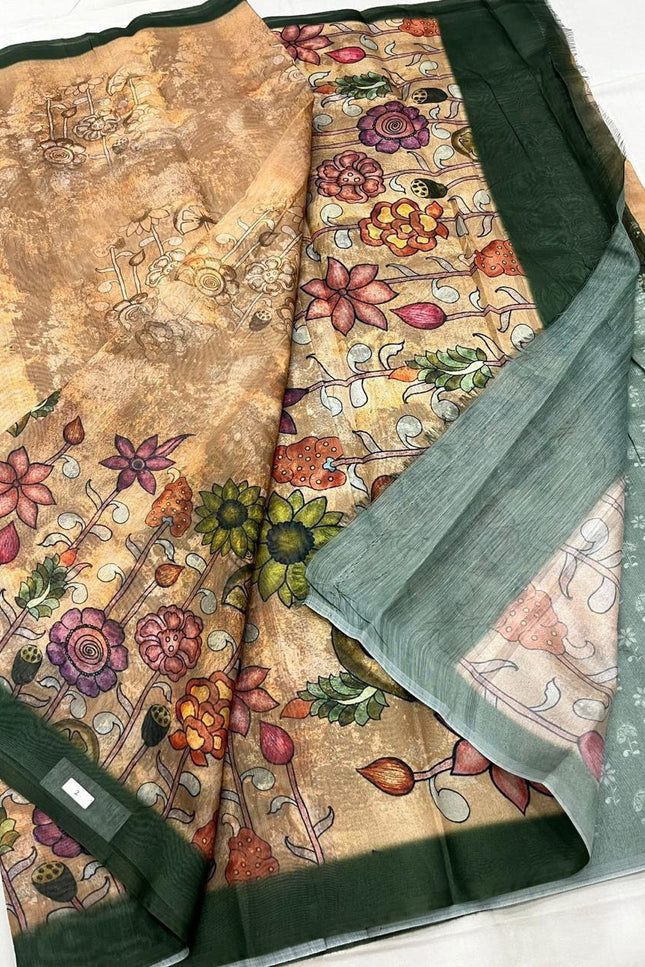 Pastel Floral Pure Cotton Saree with Blouse Piece | Casual, Festive & Office Wear - Rosepetals Luxe