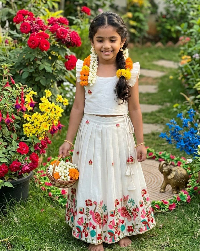Peacock - Duck Summer Collection | Cotton Embroidery Lehenga Choli - Rosepetals Luxe