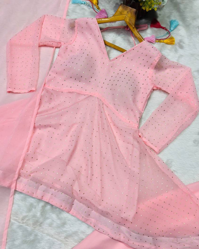 Pink Anarkali Sharara Suit | Perfect For Festivals and Celebrations - Rosepetals Luxe