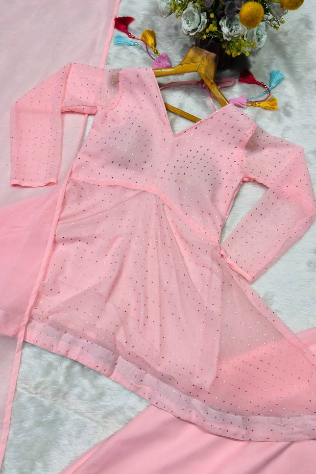 Pink Anarkali Sharara Suit | Perfect For Festivals and Celebrations - Rosepetals Luxe