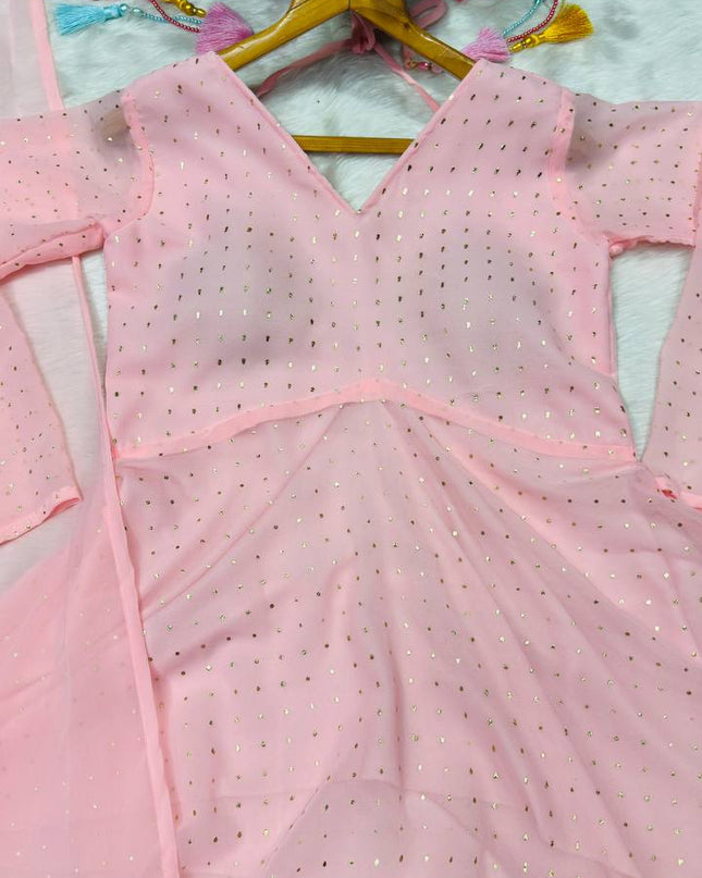 Pink Anarkali Sharara Suit | Perfect For Festivals and Celebrations - Rosepetals Luxe