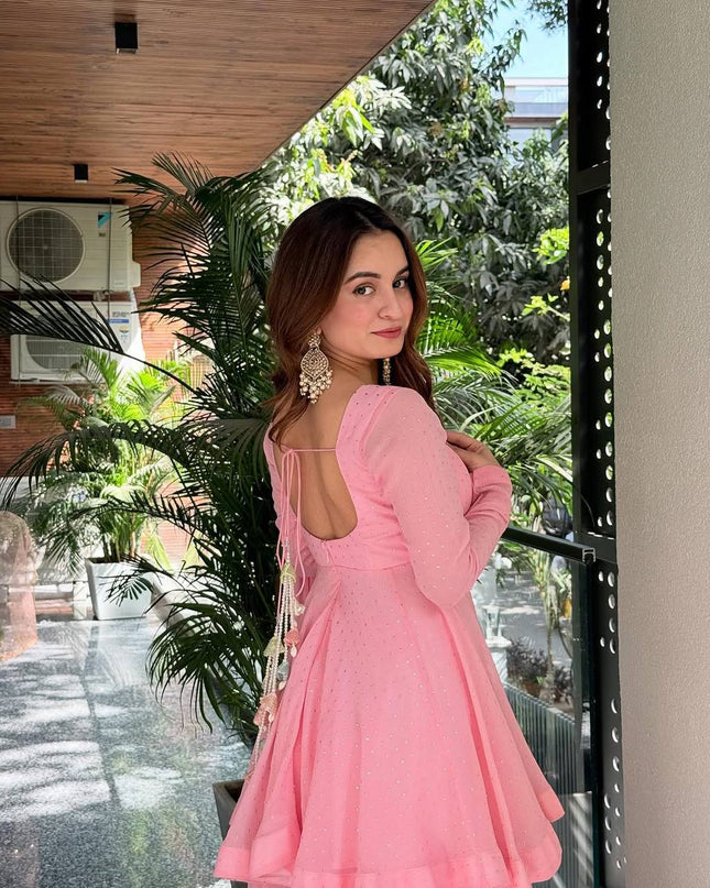 Pink Anarkali Sharara Suit | Perfect For Festivals and Celebrations - Rosepetals Luxe