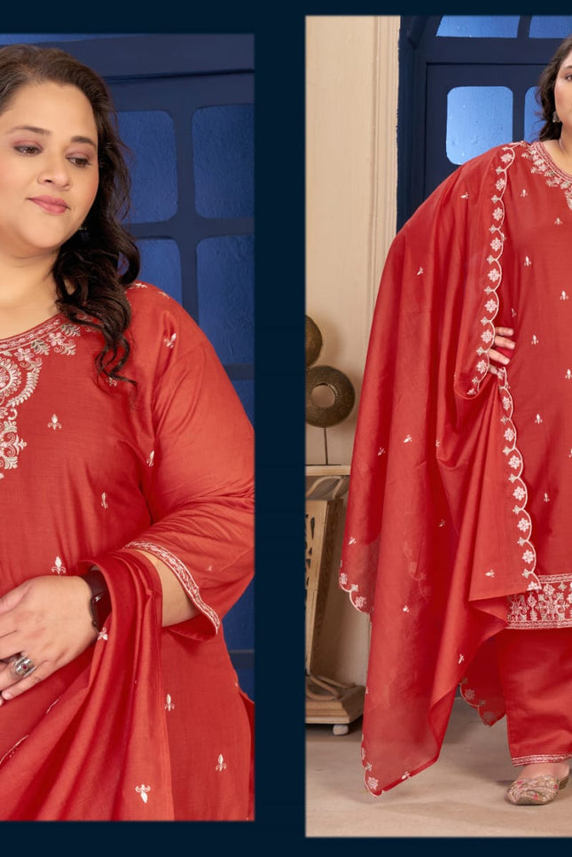 Plus Size 3 Piece Pure Cotton Kurtis Set With Embroidery Work | Perfect Ethnic Wear - Rosepetals Luxe