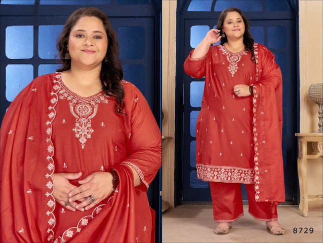 Plus Size 3 Piece Pure Cotton Kurtis Set With Embroidery Work | Perfect Ethnic Wear - Rosepetals Luxe
