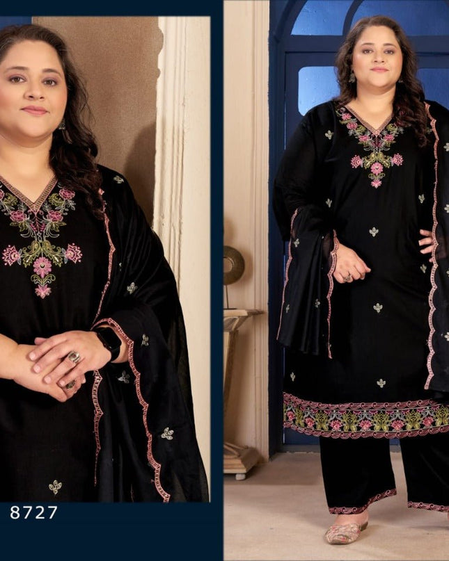 Plus Size 3 Piece Pure Cotton Kurtis Set With Embroidery Work | Perfect Ethnic Wear - Rosepetals Luxe