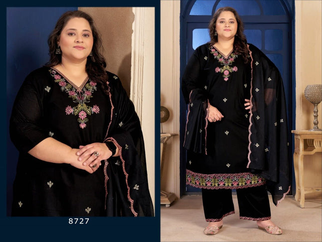 Plus Size 3 Piece Pure Cotton Kurtis Set With Embroidery Work | Perfect Ethnic Wear - Rosepetals Luxe