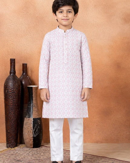 Premium Boys Digital Print Luxe Silk Straight Kurta Set | Ethnic Wear - Rosepetals Luxe