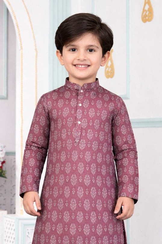 Premium Boys Digital Print Luxe Silk Straight Kurta Set | Ethnic Wear - Rosepetals Luxe