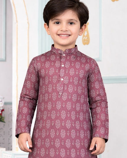 Premium Boys Digital Print Luxe Silk Straight Kurta Set | Ethnic Wear - Rosepetals Luxe