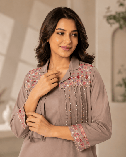 Premium Dhabu Cotton Kurti Palazzo Set For Women Festive Party Wear Ethnic Co Ord Set - Rosepetals Luxe