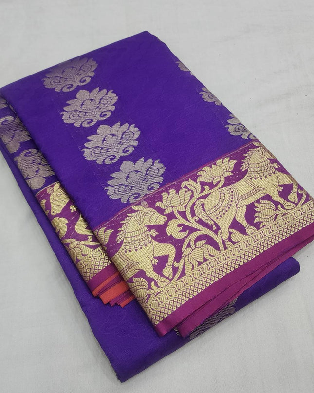 Premium Embossed Plain Silk Saree | Festivals and Weddings - Rosepetals Luxe