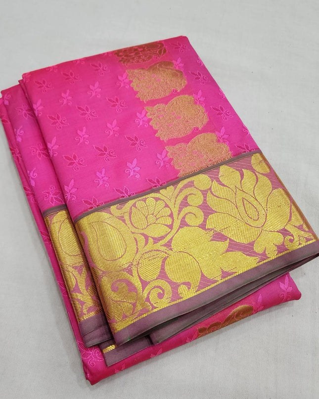 Premium Embossed Plain Silk Saree | Festivals and Weddings - Rosepetals Luxe
