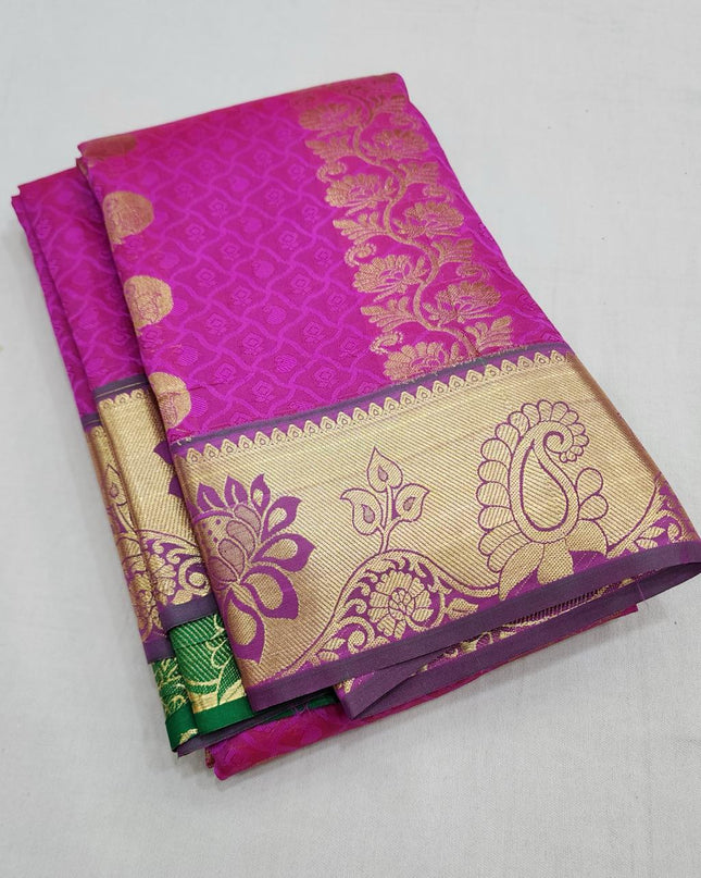 Premium Embossed Plain Silk Saree | Festivals and Weddings - Rosepetals Luxe