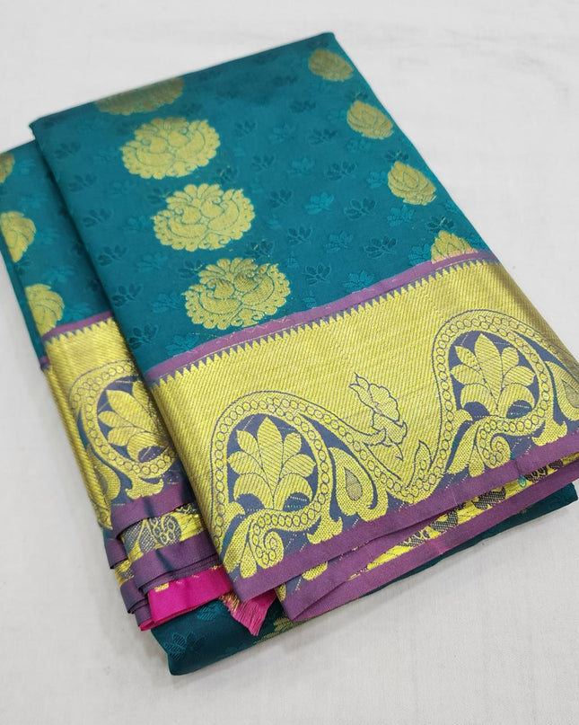 Premium Embossed Plain Silk Saree | Festivals and Weddings - Rosepetals Luxe