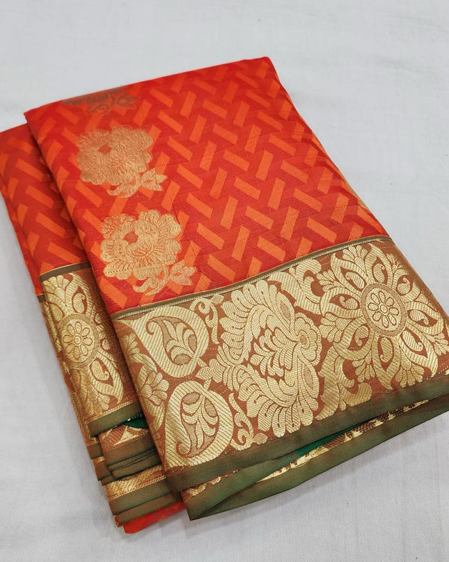 Premium Embossed Plain Silk Saree | Festivals and Weddings - Rosepetals Luxe