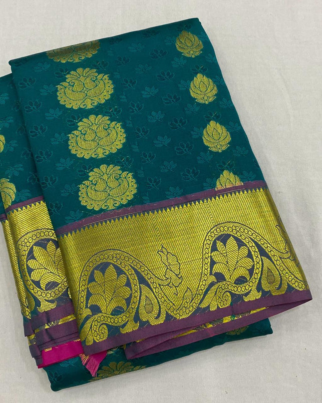 Premium Embossed Plain Silk Saree | Festivals and Weddings - Rosepetals Luxe