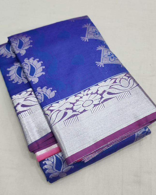 Premium Embossed Plain Silk Saree | Festivals and Weddings - Rosepetals Luxe