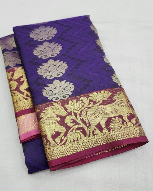 Premium Embossed Plain Silk Saree | Festivals and Weddings - Rosepetals Luxe