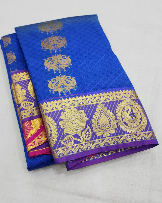 Premium Embossed Plain Silk Saree | Festivals and Weddings - Rosepetals Luxe