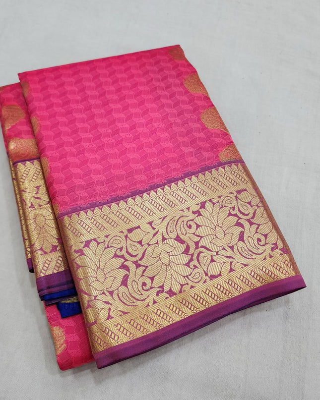 Premium Embossed Plain Silk Saree | Festivals and Weddings - Rosepetals Luxe