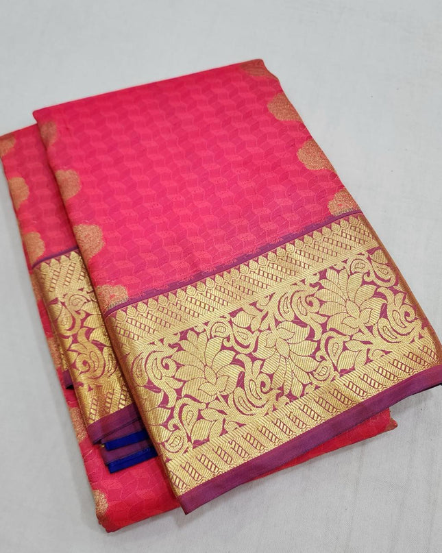 Premium Embossed Plain Silk Saree | Festivals and Weddings - Rosepetals Luxe