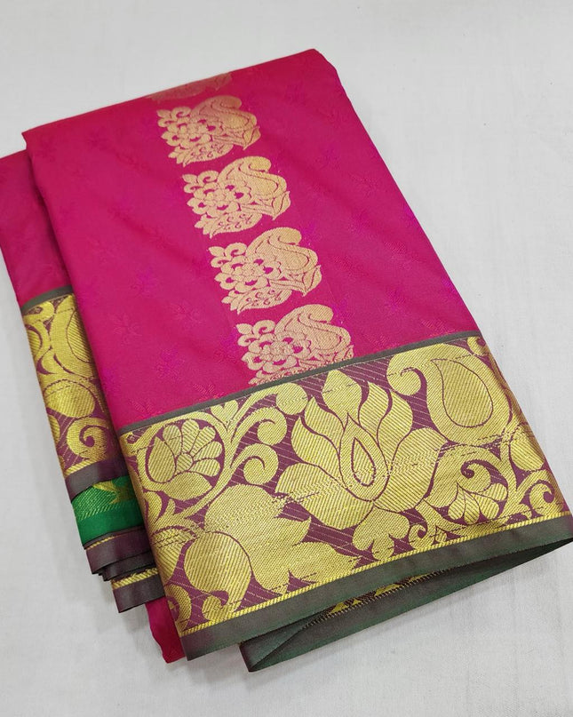 Premium Embossed Plain Silk Saree | Festivals and Weddings - Rosepetals Luxe