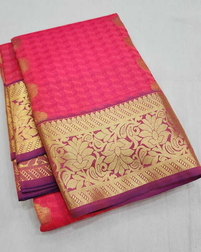 Premium Embossed Plain Silk Saree | Festivals and Weddings - Rosepetals Luxe