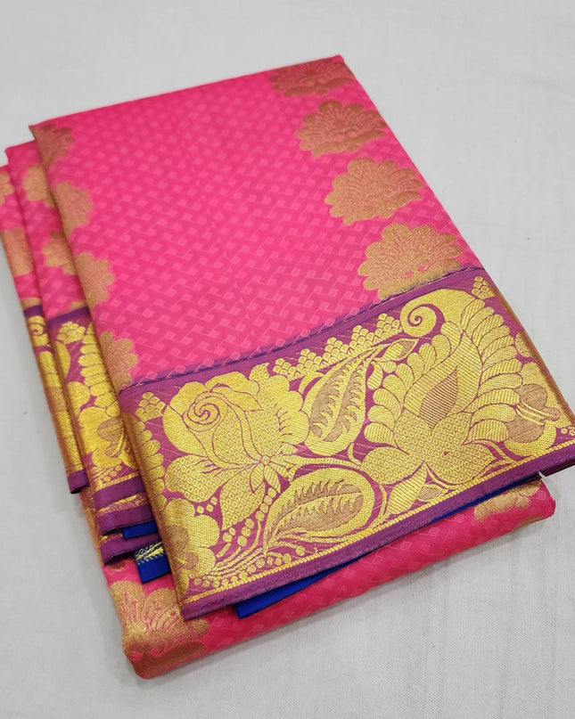 Premium Embossed Plain Silk Saree | Festivals and Weddings - Rosepetals Luxe