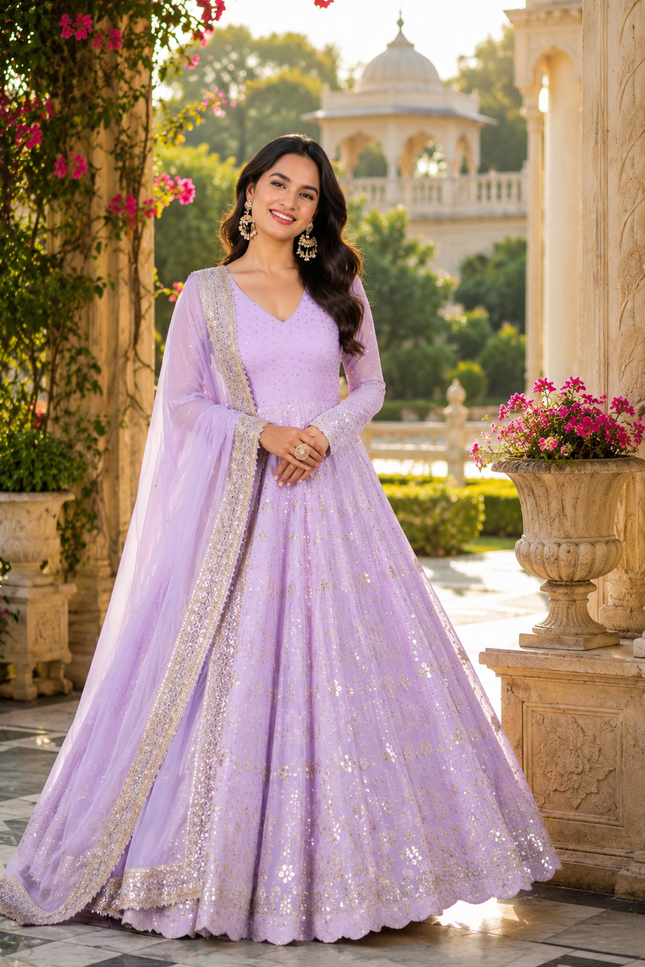 Premium Faux Blooming Anarkali Suit Set - Rosepetals Luxe