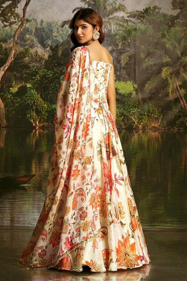 Premium Georgette Corset Lehenga | Matching Printed Dupatta With Crystal Lace | Perfect For Festive - Rosepetals Luxe