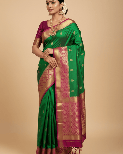 Premium Kanchipuram Luxe Silk Saree | Trending Colour Collection - Rosepetals Luxe