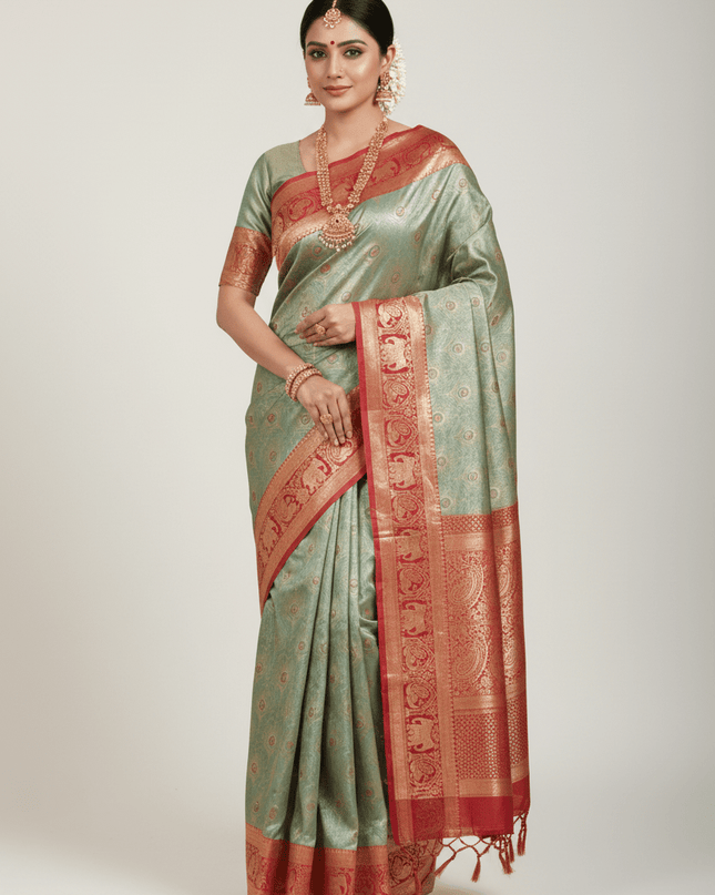 Premium Kanchipuram Luxe Silk Tissue Saree | Trending Colour Collection - Rosepetals Luxe