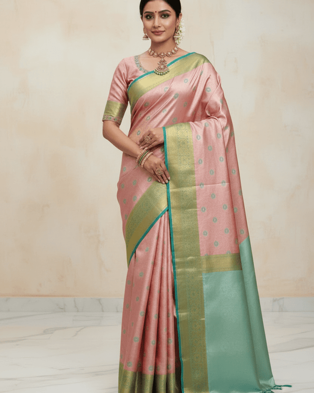 Premium Kanchipuram Luxe Silk Tissue Saree | Trending Colour Collection - Rosepetals Luxe