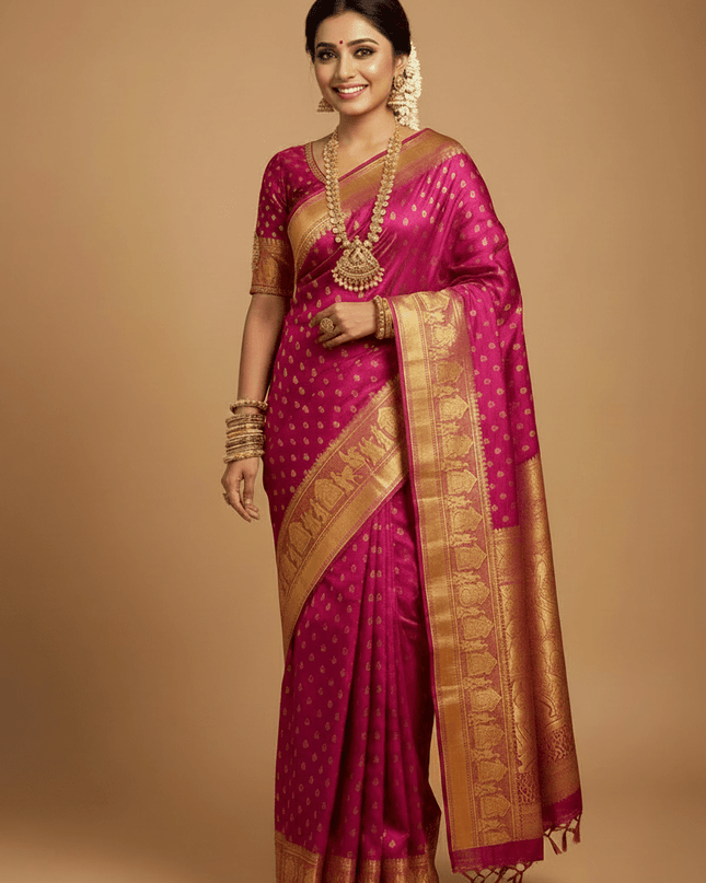 Premium Kanchipuram Pure Silk Saree | Bridal Collection - Rosepetals Luxe