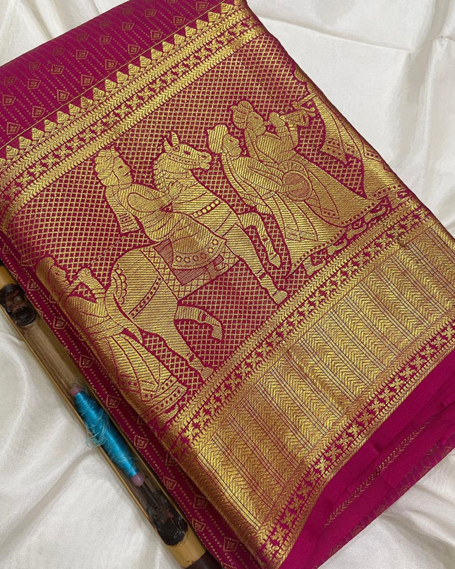 Premium Kanchipuram Pure Silk Saree | Bridal Collection - Rosepetals Luxe