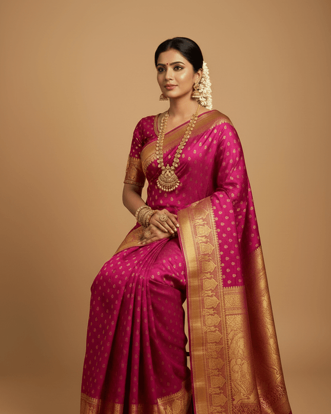 Premium Kanchipuram Pure Silk Saree | Bridal Collection - Rosepetals Luxe
