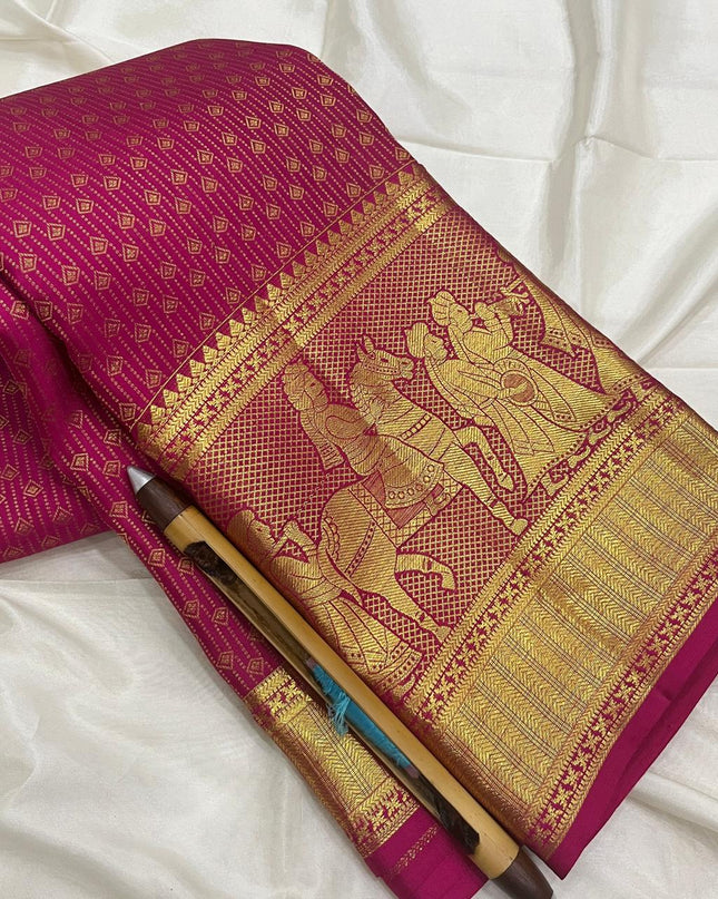 Premium Kanchipuram Pure Silk Saree | Bridal Collection - Rosepetals Luxe