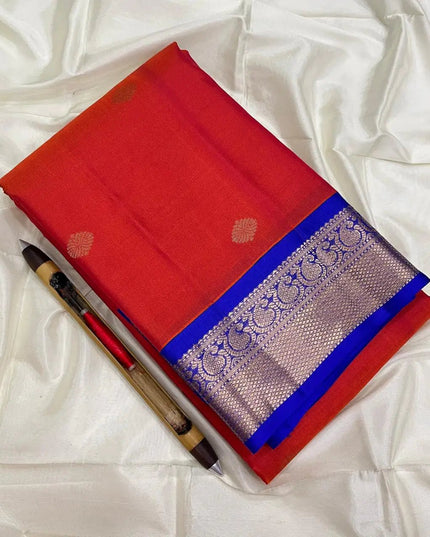 Premium Kanchipuram Pure Silk Saree | Korvai Butta Design | Silk Mark Certified | Red - Rosepetals Luxe