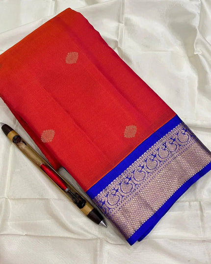 Premium Kanchipuram Pure Silk Saree | Korvai Butta Design | Silk Mark Certified | Red - Rosepetals Luxe