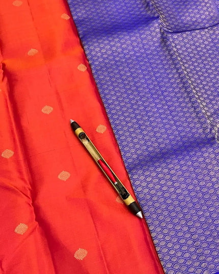 Premium Kanchipuram Pure Silk Saree | Korvai Butta Design | Silk Mark Certified | Red - Rosepetals Luxe