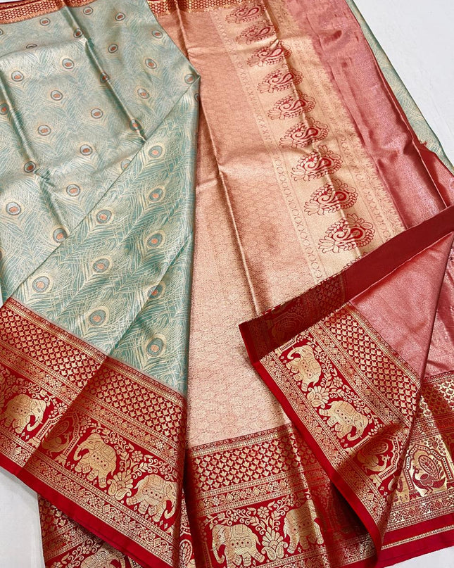 Premium Kanchipuram Semi Silk Tissue Saree | Trending Colour Collection - Rosepetals Luxe
