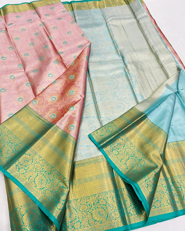 Premium Kanchipuram Semi Silk Tissue Saree | Trending Colour Collection - Rosepetals Luxe