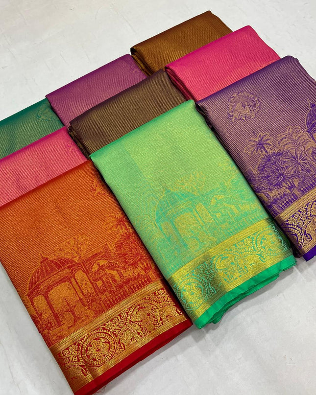 Premium Kanchipuram Soft Silk Saree Collection | Perfect for Festivals, Weddings - Rosepetals Luxe