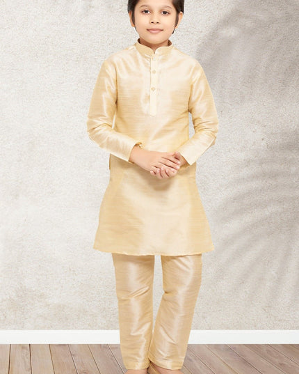 Premium Kids Luxe Banarasi Silk Traditional Kurta Churidar Pyjama Set - Rosepetals Luxe